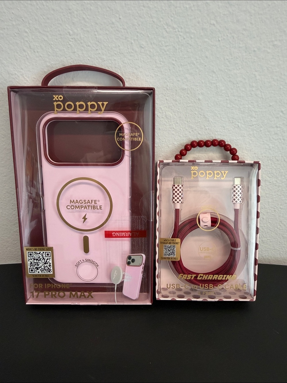 XO Poppy | Wine & Polka Dots iPhone 17 Pro Max MagSafe Case + USB-C Cable - Picture 9 of 10